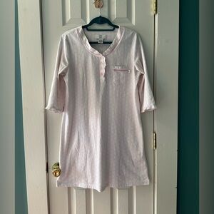 Karen Neuburger Pink Floral Striped Nightgown Soft Cotton Sleepwear Size S